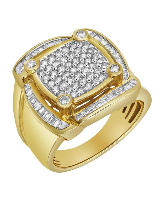 LuvMyJewelry Metallic Ice Hurricane Natural Certified Diamond 1.25 Cttw Baguette Cut 14k Gold Statement Ring for men