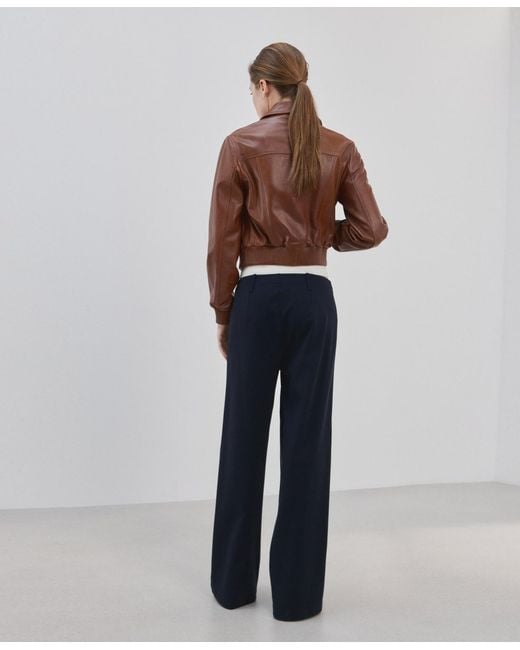 Mango Blue Straight Lyocell Pants