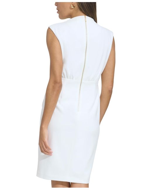 Calvin Klein White Mock-neck Sleeveless Sheath Dress