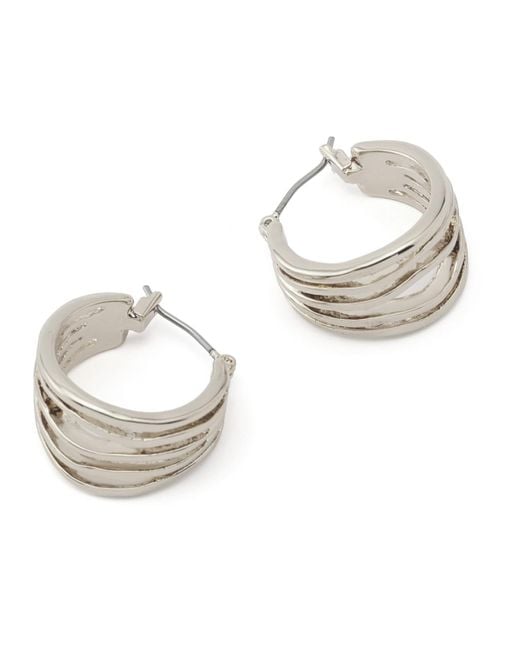Robert Lee Morris Metallic Sculpted Multi Row huggie Earrings