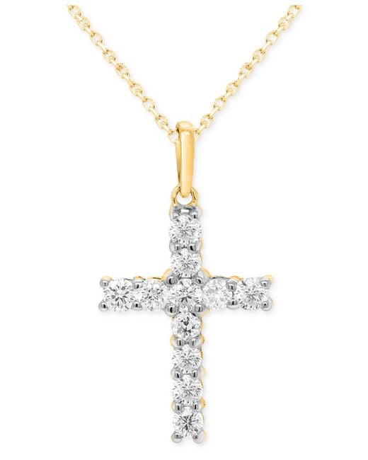 Forever Grown Diamonds Metallic Lab-created Diamond Cross 18" Pendant Necklace (1/2 Ct. T.w.