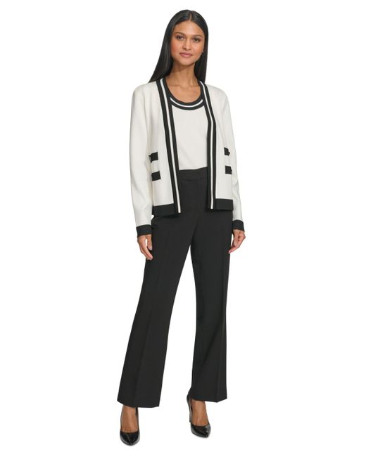 Karl Lagerfeld White Open-front Long-sleeve Knit Cardigan