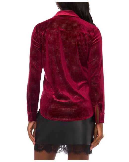 Vince Camuto Red Sequin Button Front Shirt