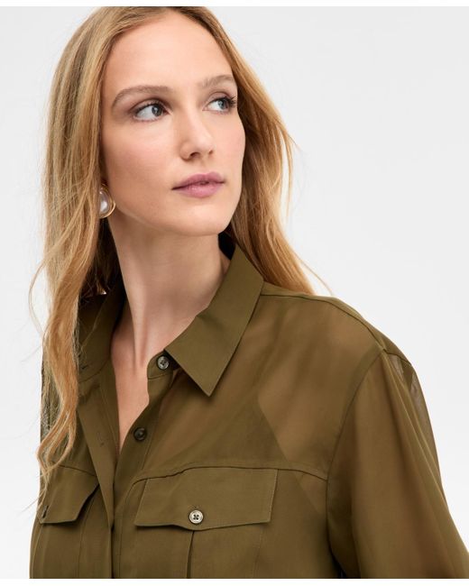 INC International Concepts Green Button-front Shirt