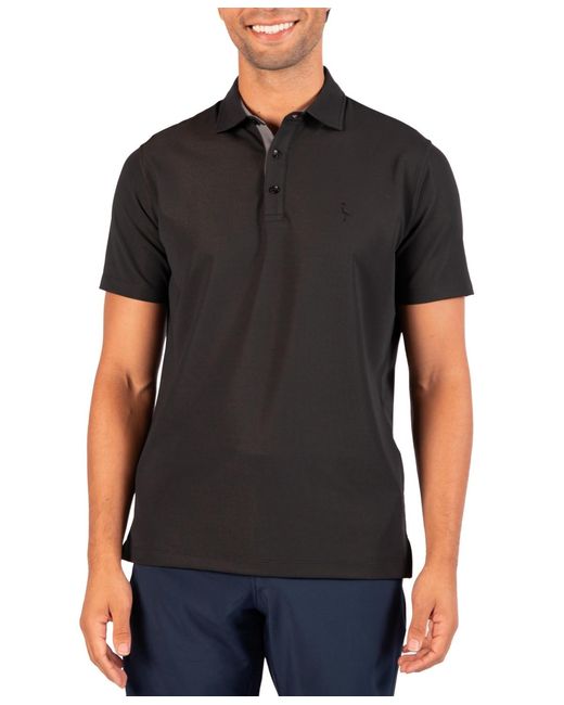 Tailorbyrd Black Micro Grid Performance Polo for men