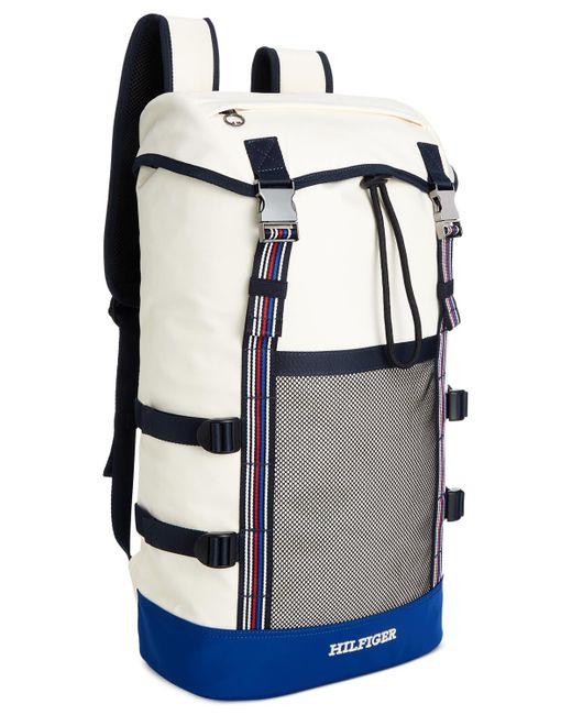 Tommy Hilfiger Gray Flap-buckle Logo Backpack for men