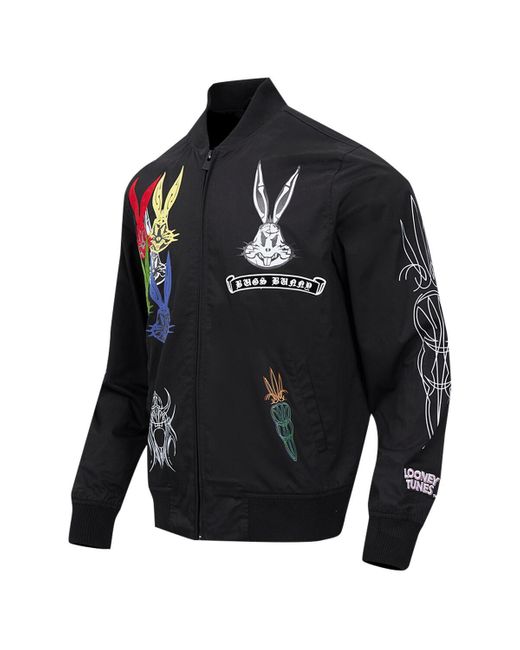 FREEZE MAX Black Bugs Bunny Looney Tunes Color Chrome Twill Full-zip Jacket for men