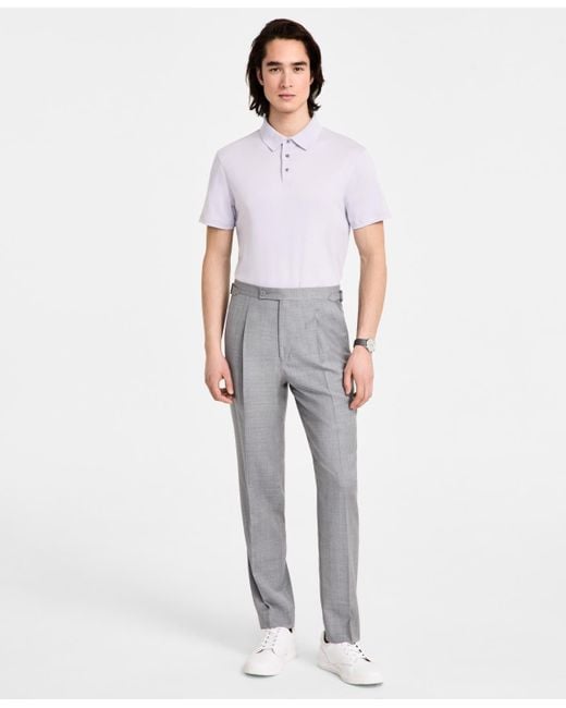 Calvin Klein Men's White Slim-fit Wool Dress Pants