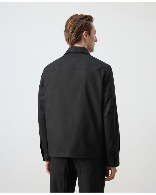 Mango Black Pockets Lyocell Cotton Jacket for men