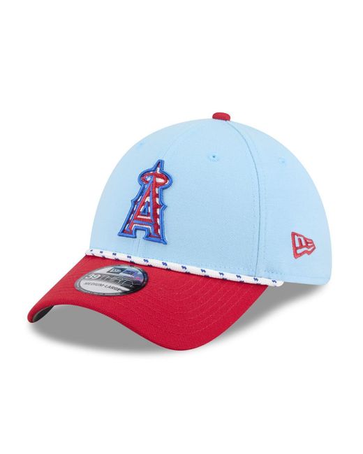 KTZ Light Blue/red Los Angeles Angels 2025 Fourth Of July 39thirty Flex Hat for men