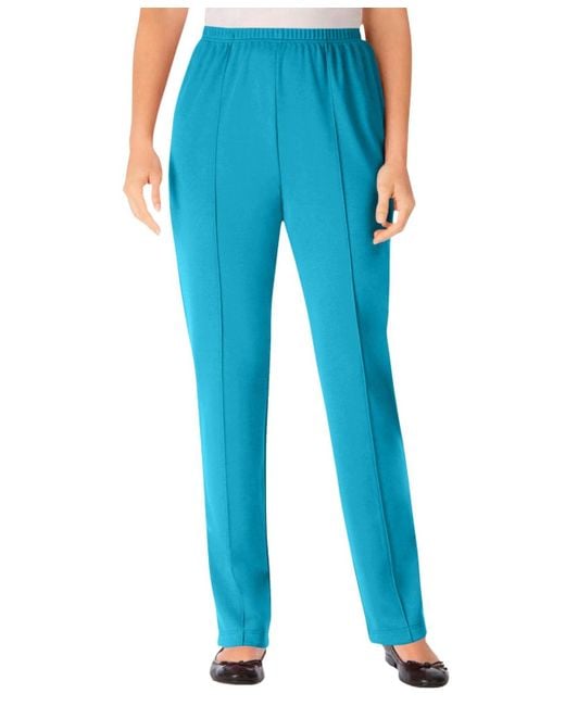 Woman Within Blue Within Soft Knit Hassle-free Pull-on Elastic-waist Pants