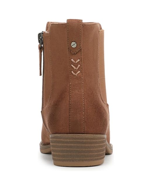 Dr. Scholls Brown Mara Stacked Block Heel Chelsea Short Boots