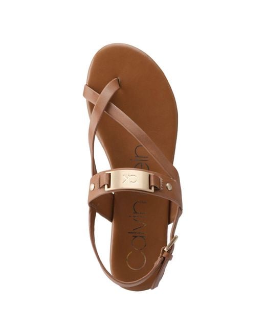 calvin klein women's sadra ankle strap flat sandals