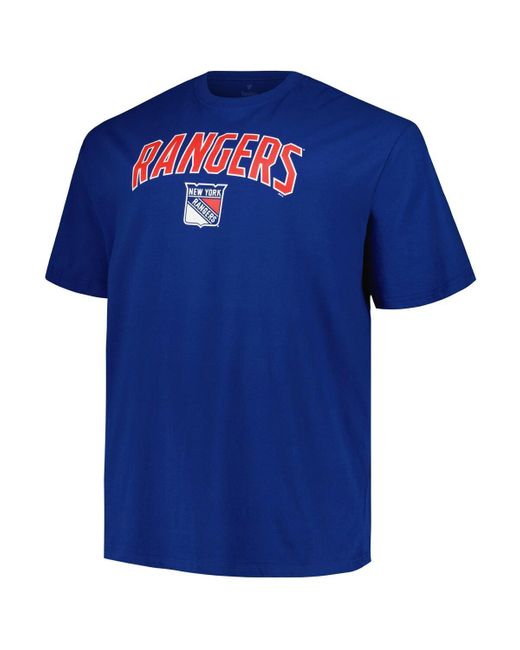 Profile Blue New York Rangers Big Tall Arch Over Logo T-shirt for men