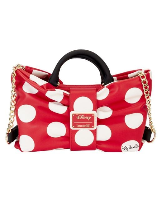 Loungefly Red Mickey & Friends Distressed Minnie Mouse Rocks The Dots Figural Bow Crossbody Bag