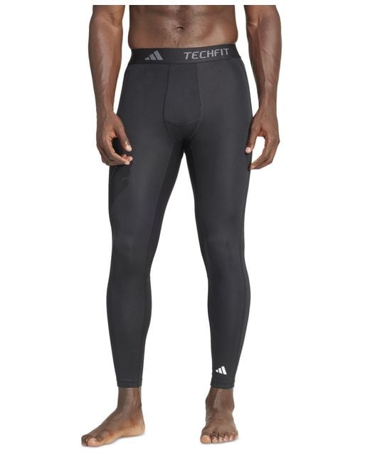 Adidas Black Tech-fit Tf Long Compression Tights for men