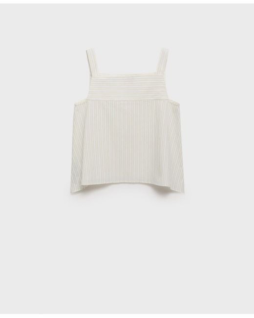 Mango White Striped Strapped Top