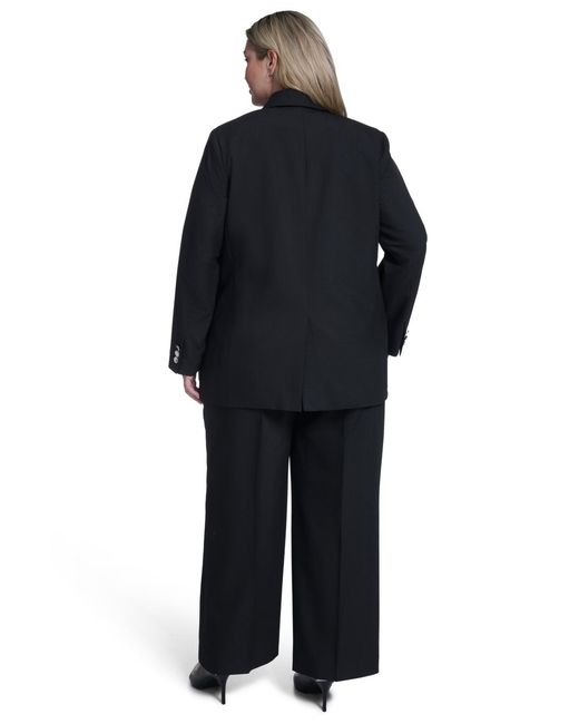 Calvin Klein Blue Plus Size One-button Notch Collar Jacket