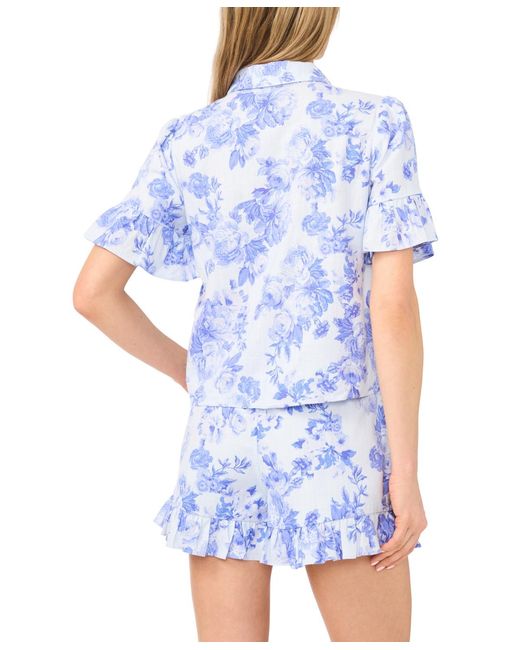 Cece Blue Ruff Cuff Pull-on Shorts