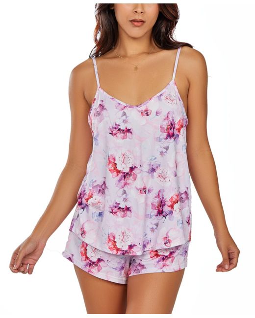 iCollection Purple 2pc. Soft Floral Tank And Short Pajama Set