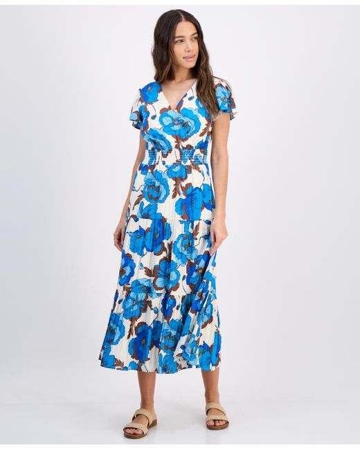 chinese dress ladies PinkBlush Petite Blue Solid Off Shoulder Maternity Maxi Dress