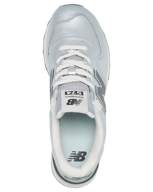 New Balance White 574 Metallic Casual Sneakers From Finish Line
