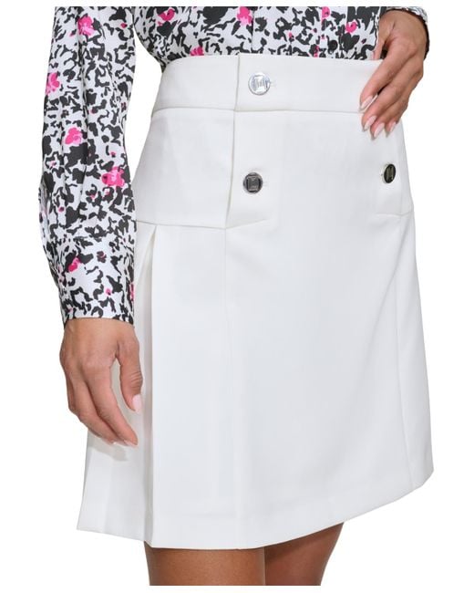 Karl Lagerfeld White A-line Button-front Skirt