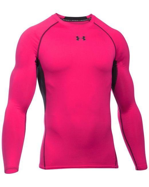 Under Armour Pink Men's Heatgear® Long-sleeve Compression Shirt for men