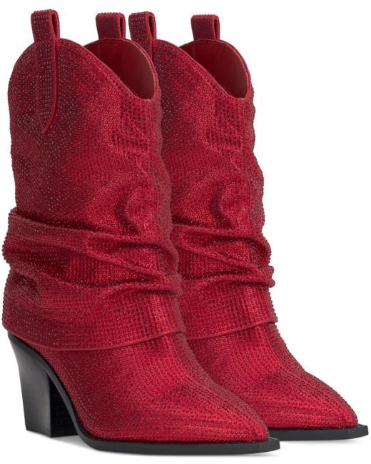 Jessica Simpson Gemorra Embellished Slouchy Cowboy Booties in Red Lyst