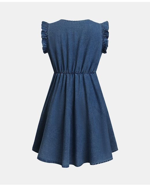 CUPSHE Blue V-neck Ruffle Mini Dress For Beach Vacation