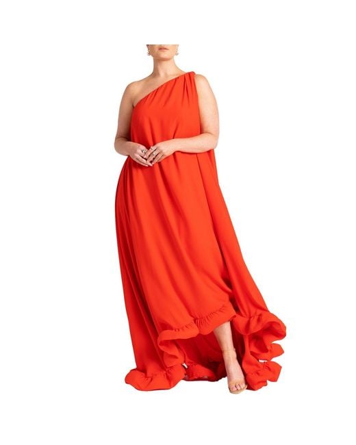 Eloquii Red Plus Size Dramatic Ruffle Gown