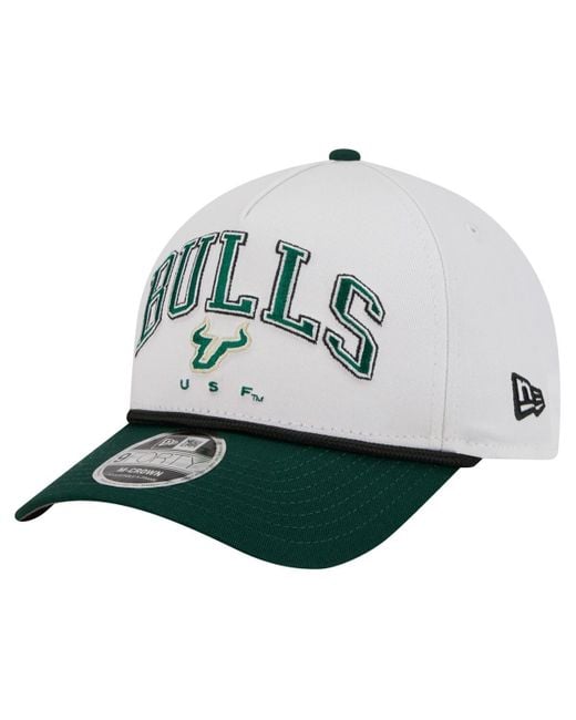 KTZ White/green South Florida Bulls Arch Two-tone Rope 9forty A-frame M-crown Adjustable Hat for men