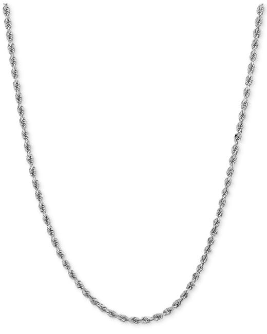 Macy's Metallic Polished Rope (1-3/4mm) Chain Necklace In 14k White Gold