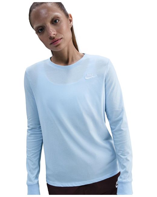 Nike Blue Sportswear Club Cotton Long-sleeve T-shirt