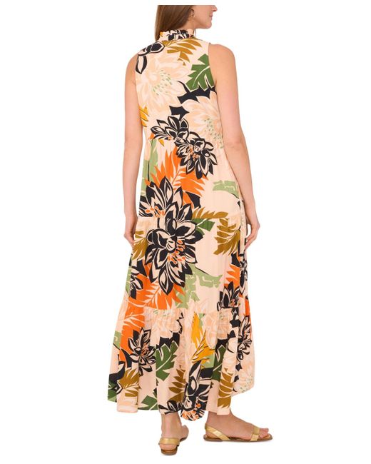 Vince Camuto Metallic Sleeveless Tiered Maxi Dress