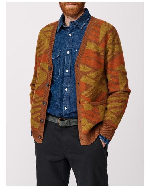 aubi Blue Blake Wool Cardigan Sweater for men