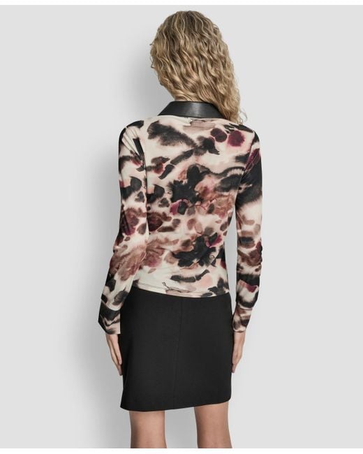 DKNY Multicolor Long Sleeve Button Front Top
