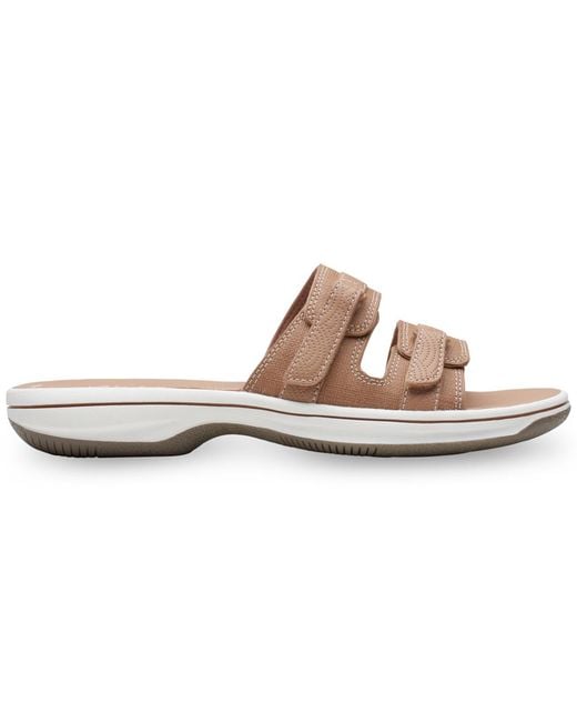 Clarks Brown Cloudsteppers Breeze Piper Comfort Slide Sandals