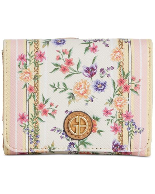 Giani Bernini Pink Pastel Floral Mini Trifold Wallet