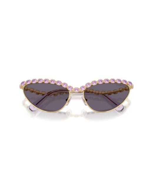 Swarovski Purple Embellished Cat Eye Sunglasses
