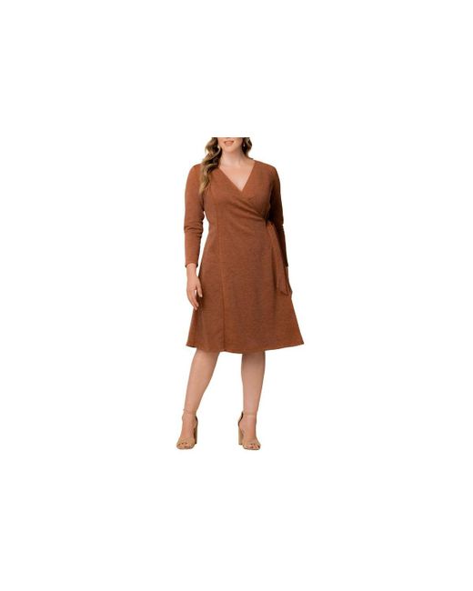 Kiyonna Black Plus Size London Sweater Knit Wrap Dress
