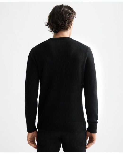 Scotch & Soda Black Solid Crew Neck Sweater for men