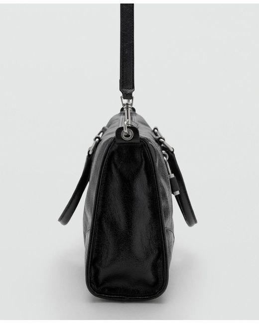Mango Black Rectangular Handles Handbag