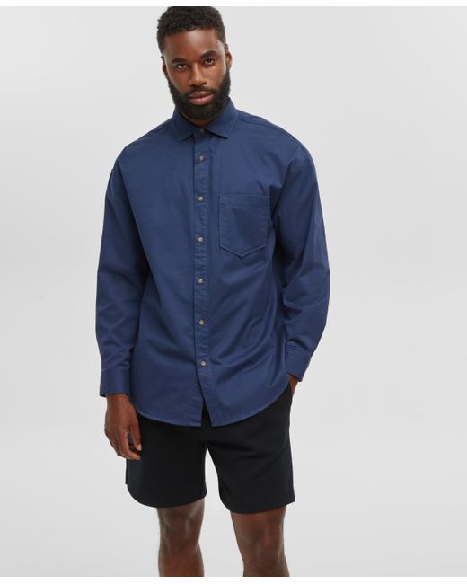 Mode Of One Blue Relaxed-fit Button-down Twill Shirt for men