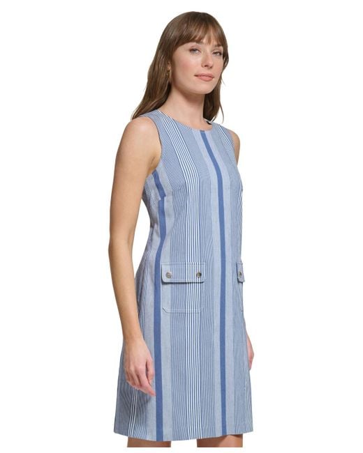Tommy Hilfiger Blue Striped Sheath Dress
