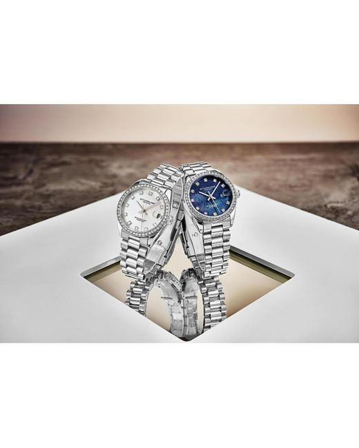 Stuhrling Lineage 3936.1 S Quartz Watch 31mm Stainless Steel Silver Bracelet White Mother-of-pearl Dial Crystal Bezel