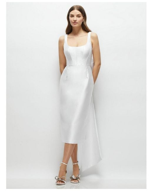 alfred sung cap sleeve midi dress Alfred Sung Puff Cap Sleeve Full Skirt Satin Midi Dress - Midnight