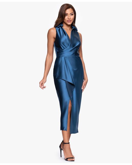 Xscape Collar Sleeveless Sheath Midi Dress in Blue | Lyst Xscape Collar Sleeveless Sheath Midi Dress in Blue | Lyst