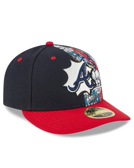 KTZ Navy/red Atlanta Braves 2025 Mlb Diamond Hero Edition Low Profile 59fifty Fitted Hat for men