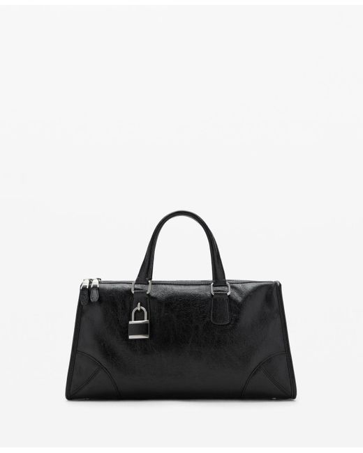 Mango Black Rectangular Handles Handbag